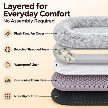 Luxury Super Large Sleep Deeper Oval Bed Human Dog Bed