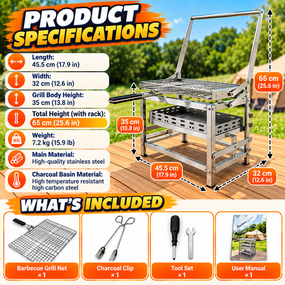 180° Rotating Portable Charcoal BBQ Grill