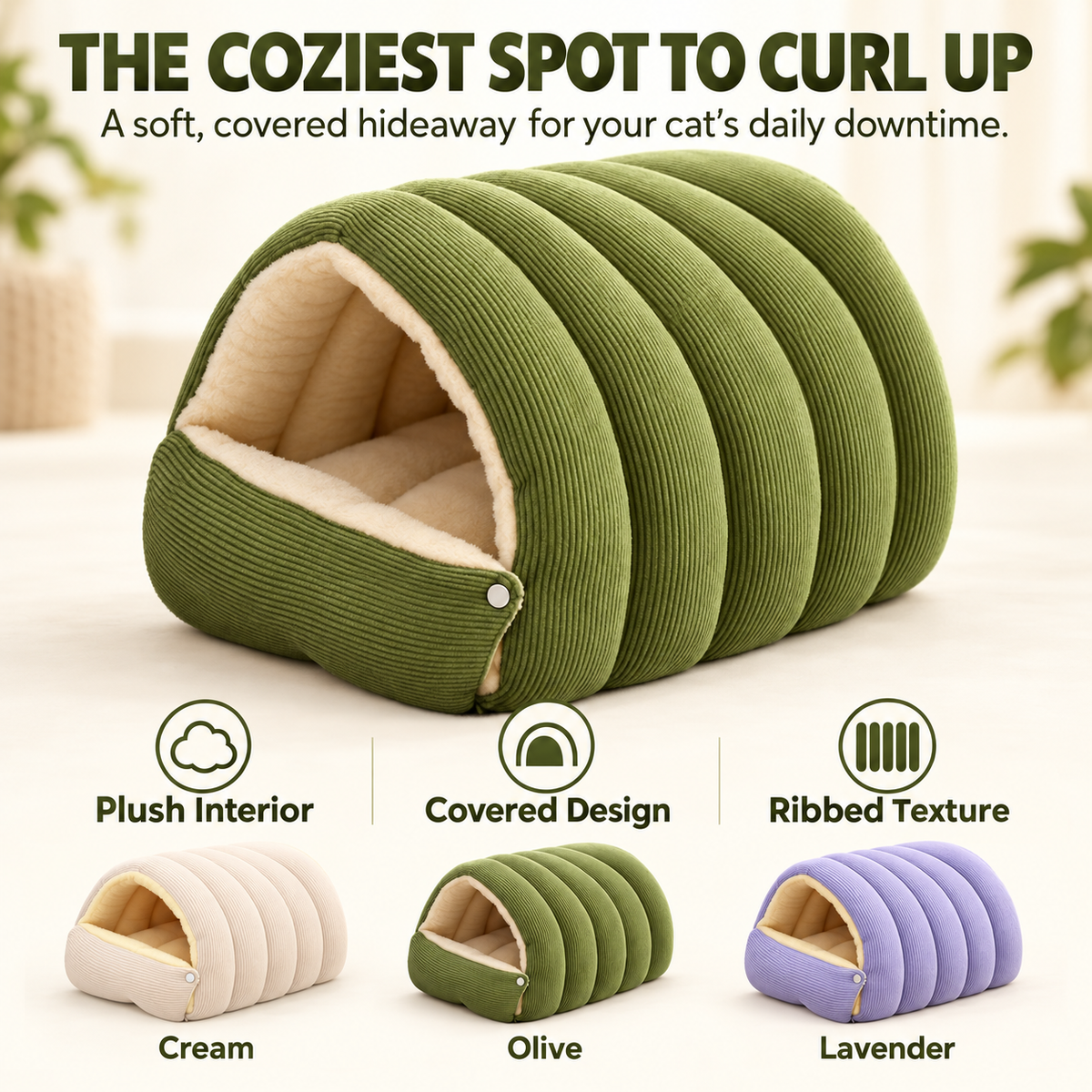Cozy Corduroy Pet Cave Bed
