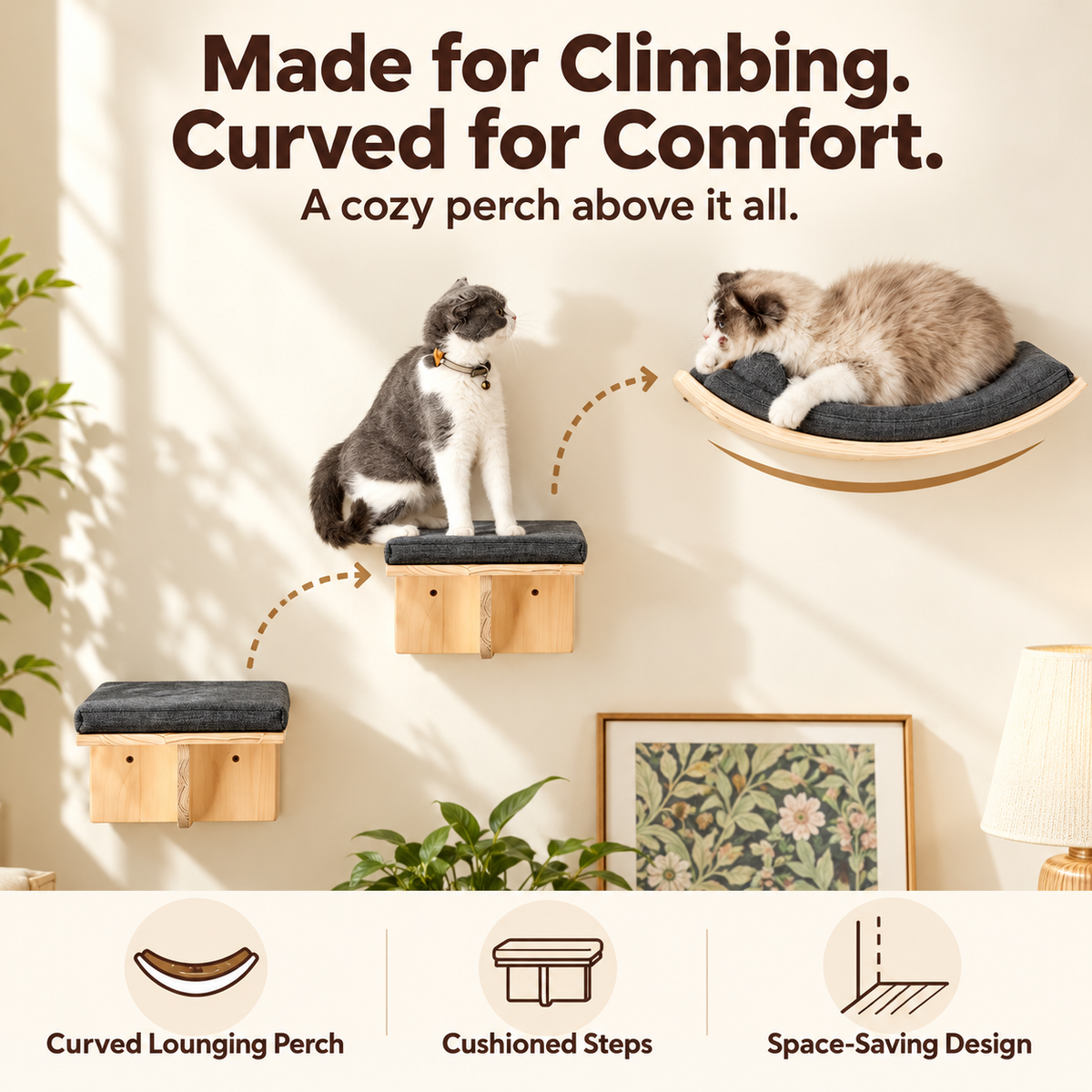 Cloud Perch 3-Piece Cat Wall Shelf Set