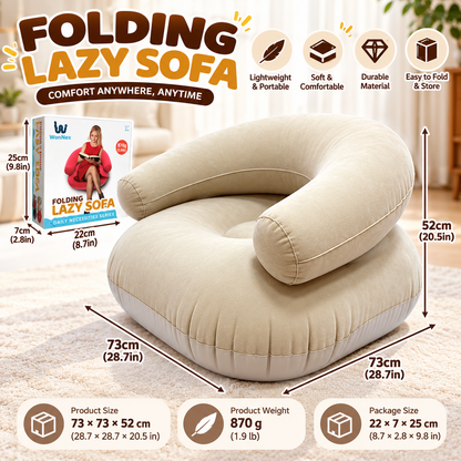 Inflatable Lazy Sofa Chair, Foldable U-Shaped Blow-Up Couch with Soft Flocked Fabric
