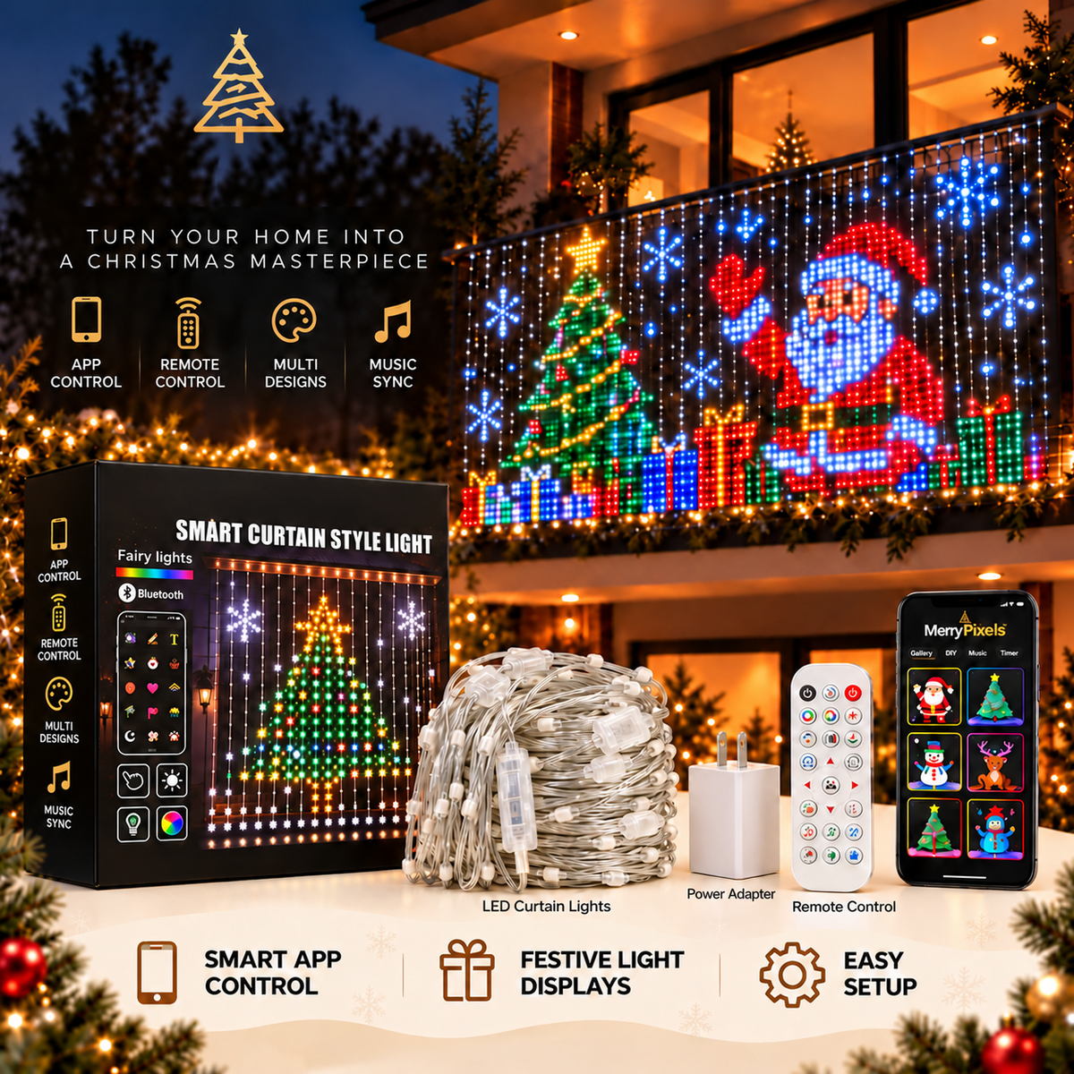 Smart LED Curtain Lights – Create Holiday Magic from Your Phone