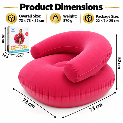 Inflatable Lazy Sofa Chair, Foldable U-Shaped Blow-Up Couch with Soft Flocked Fabric