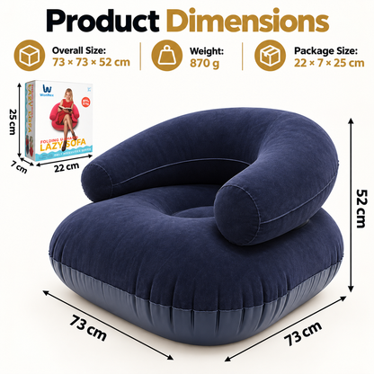 Inflatable Lazy Sofa Chair, Foldable U-Shaped Blow-Up Couch with Soft Flocked Fabric