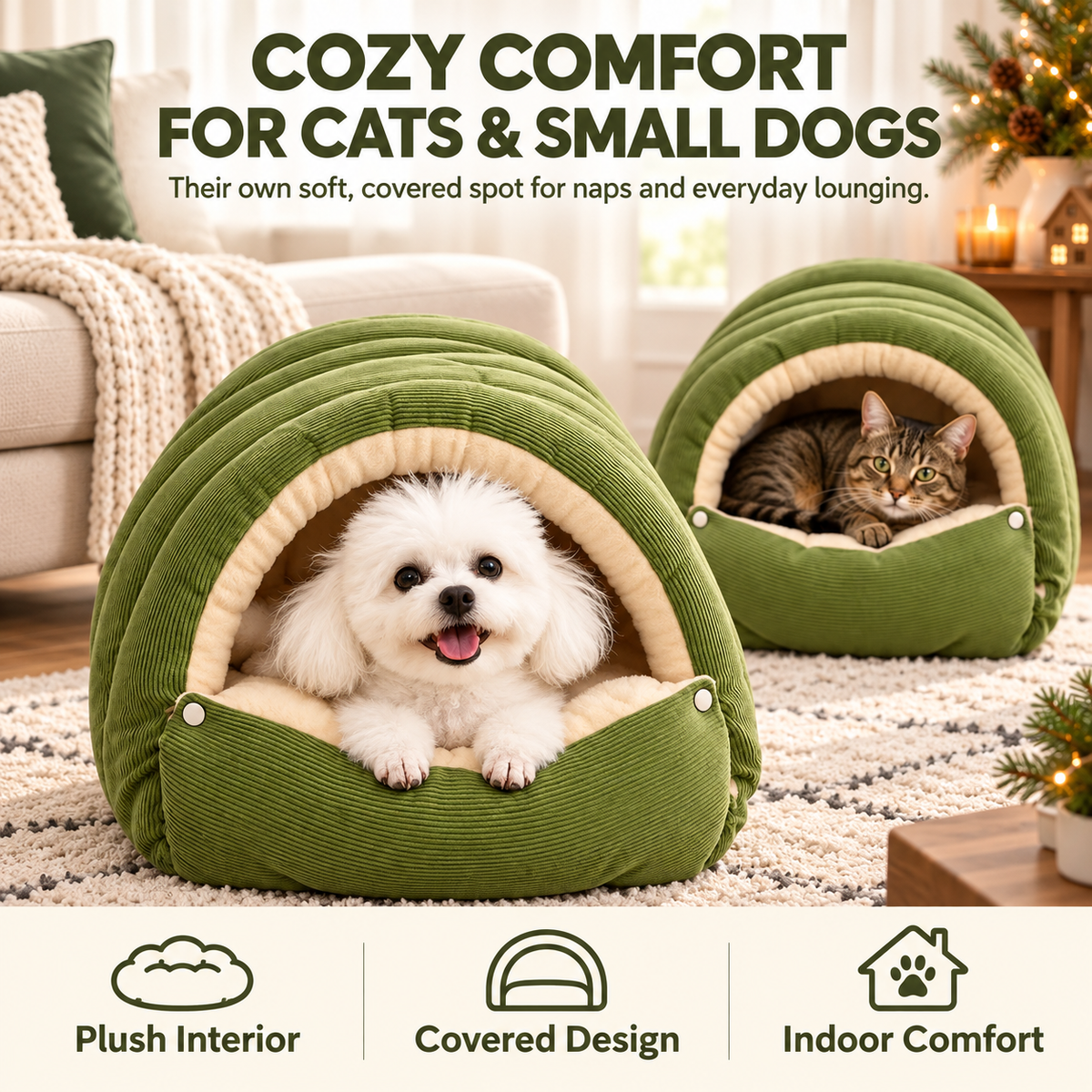 Cozy Corduroy Pet Cave Bed