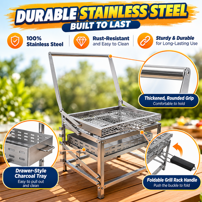 180° Rotating Portable Charcoal BBQ Grill