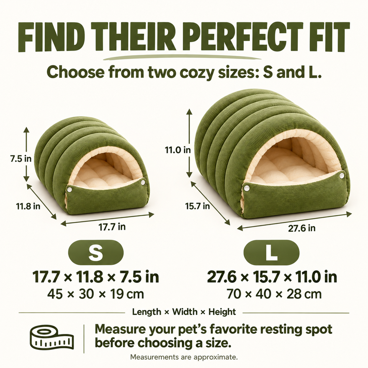 Cozy Corduroy Pet Cave Bed