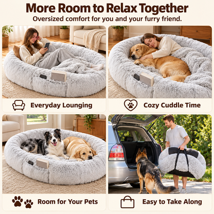 Luxury Super Large Sleep Deeper Oval Bed Human Dog Bed