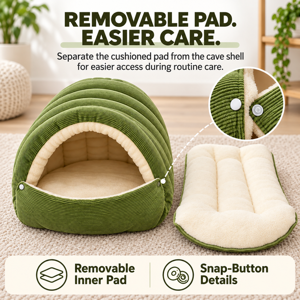 Cozy Corduroy Pet Cave Bed