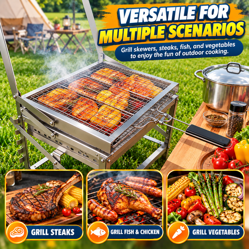 180° Rotating Portable Charcoal BBQ Grill