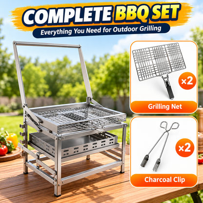 180° Rotating Portable Charcoal BBQ Grill