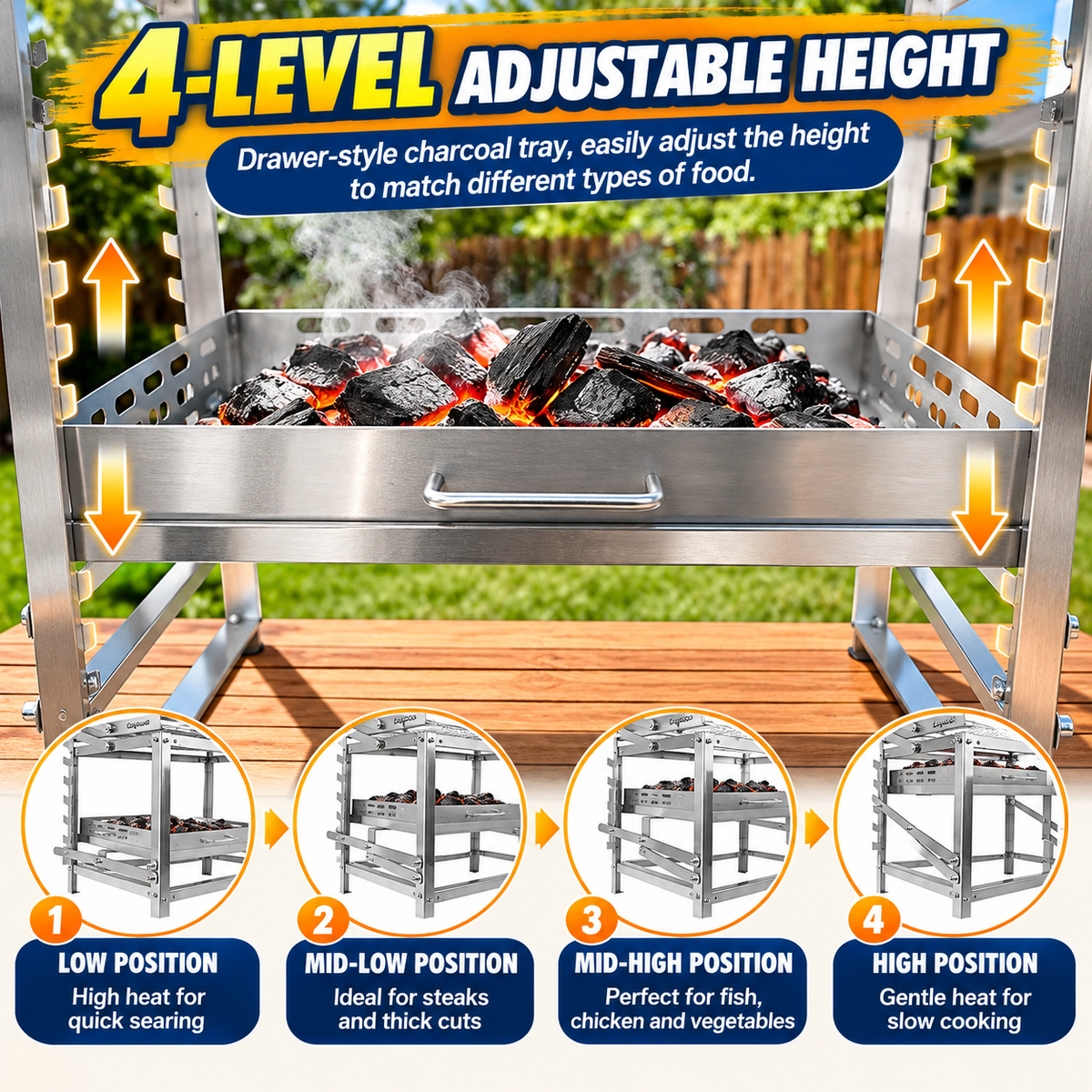180° Rotating Portable Charcoal BBQ Grill